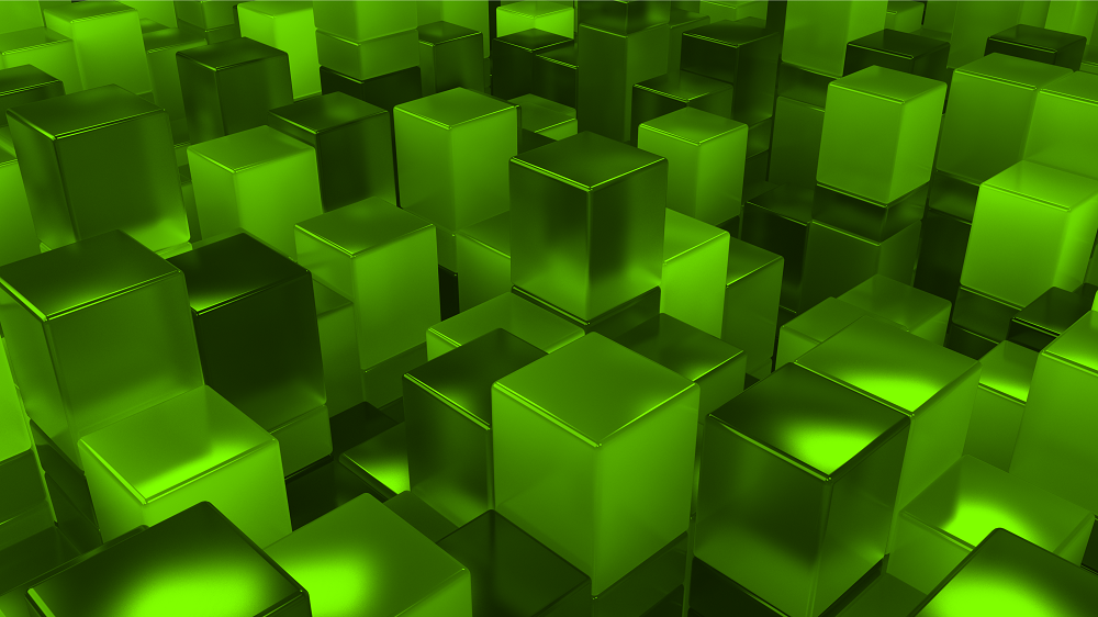Cube stacks in green background