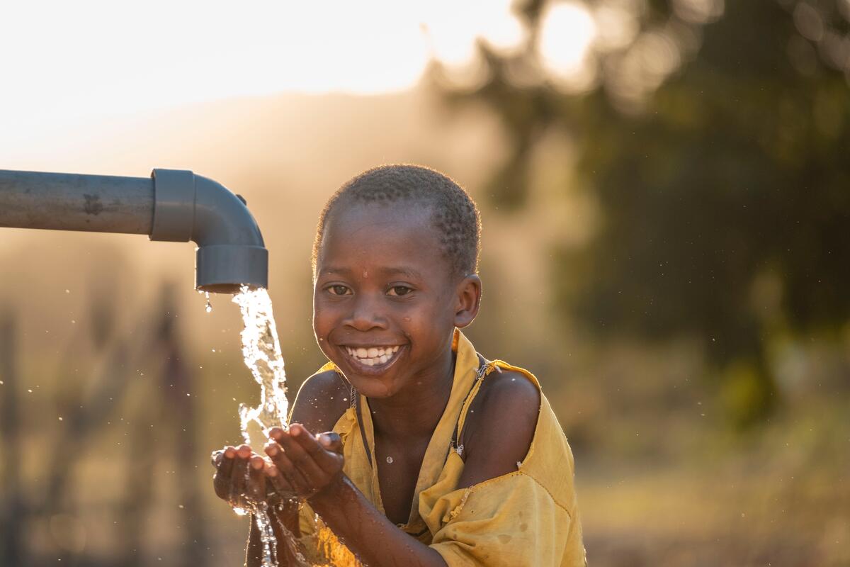 Little kid drinking water