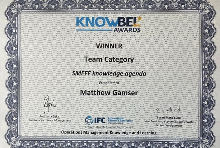 Thrilled to announce the SME Finance Forum's win WBG KNOWbel Awards