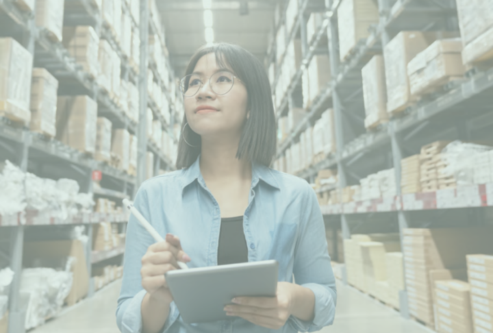 Publication Cover of Girl in a Warehouse with a Smart Device in Color