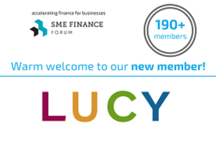 Social media card welcoming new member LUCY to 190+ SME Finance Forummembers