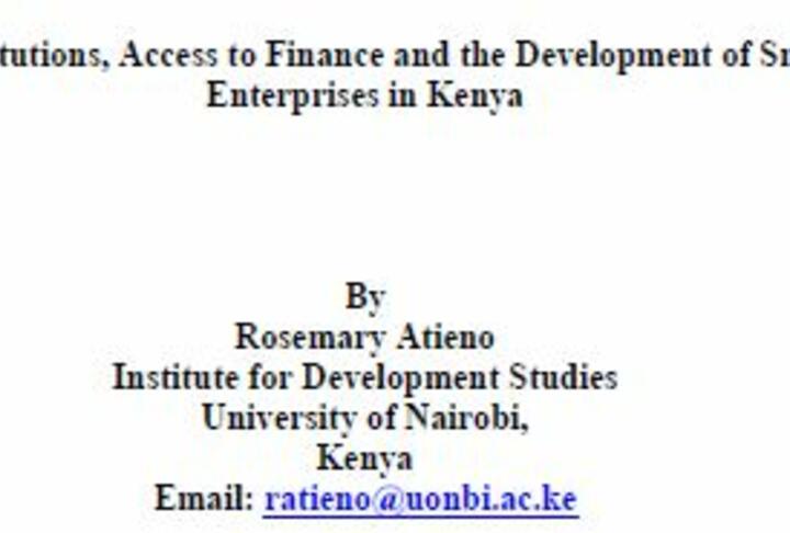 Gender, Institutions, Access to Finance and the Development of Small Scale Enterprises in Kenya