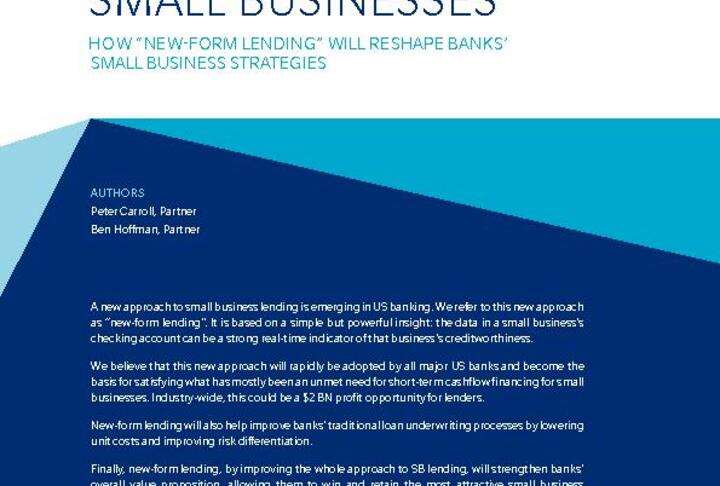Financing small businesses: How 'new-form lending' will reshape banks small business strategies
