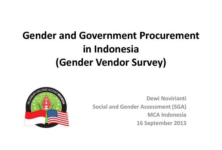 Gender and Government Procurement in Indonesia - Gender Vendor survey
