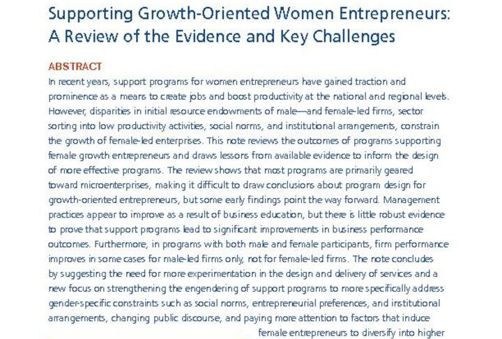 Supporting Growth-Oriented Women Entrepreneurs: A Review of the Evidence and Key Challenges