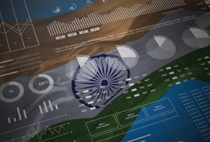 Data graphics with Indian flag as background
