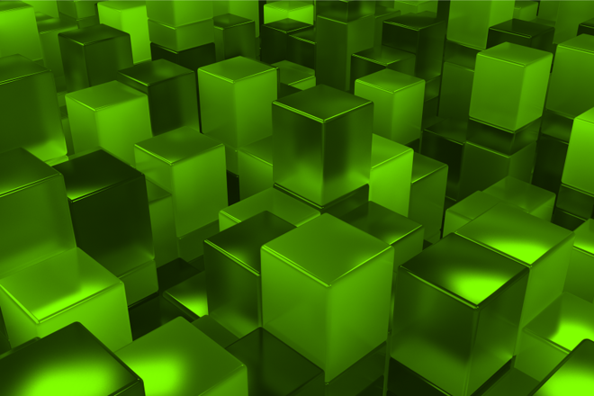 Cube stacks in green background