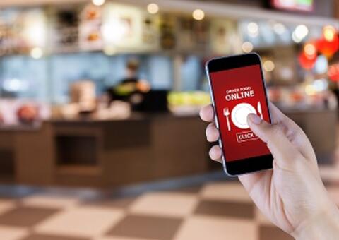 Order Online Food message over phone Phone with image of Order Online Food message