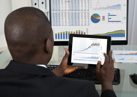 Man working with ipad